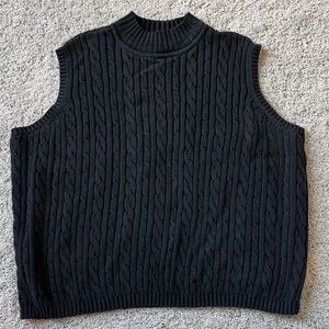 Villager Sport Washed Black Mock Neck Sweater Vest Size 3
